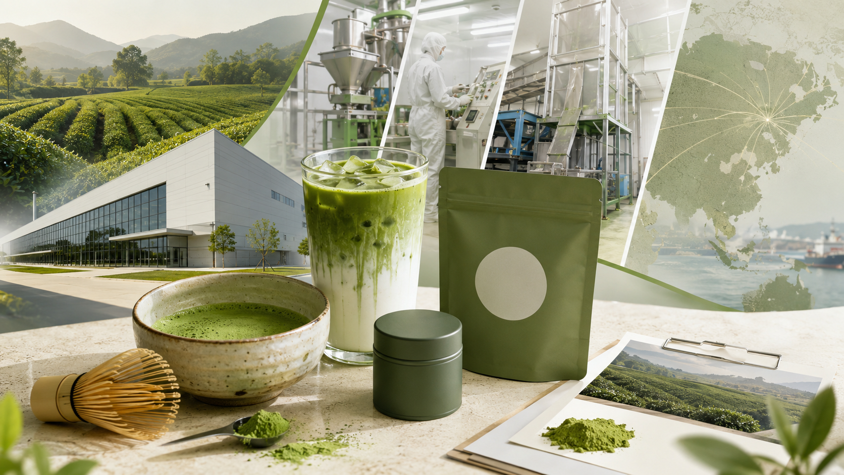 Commercial matcha sourcing journey from tea garden to processing and supply