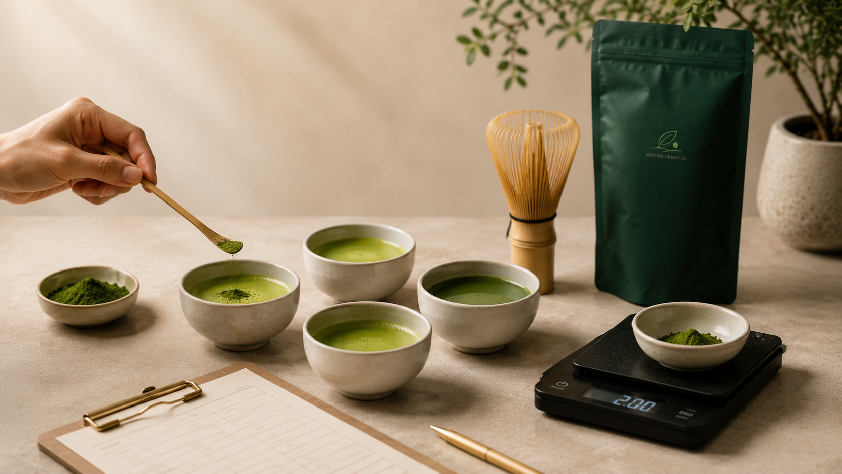 Commercial matcha sample evaluation