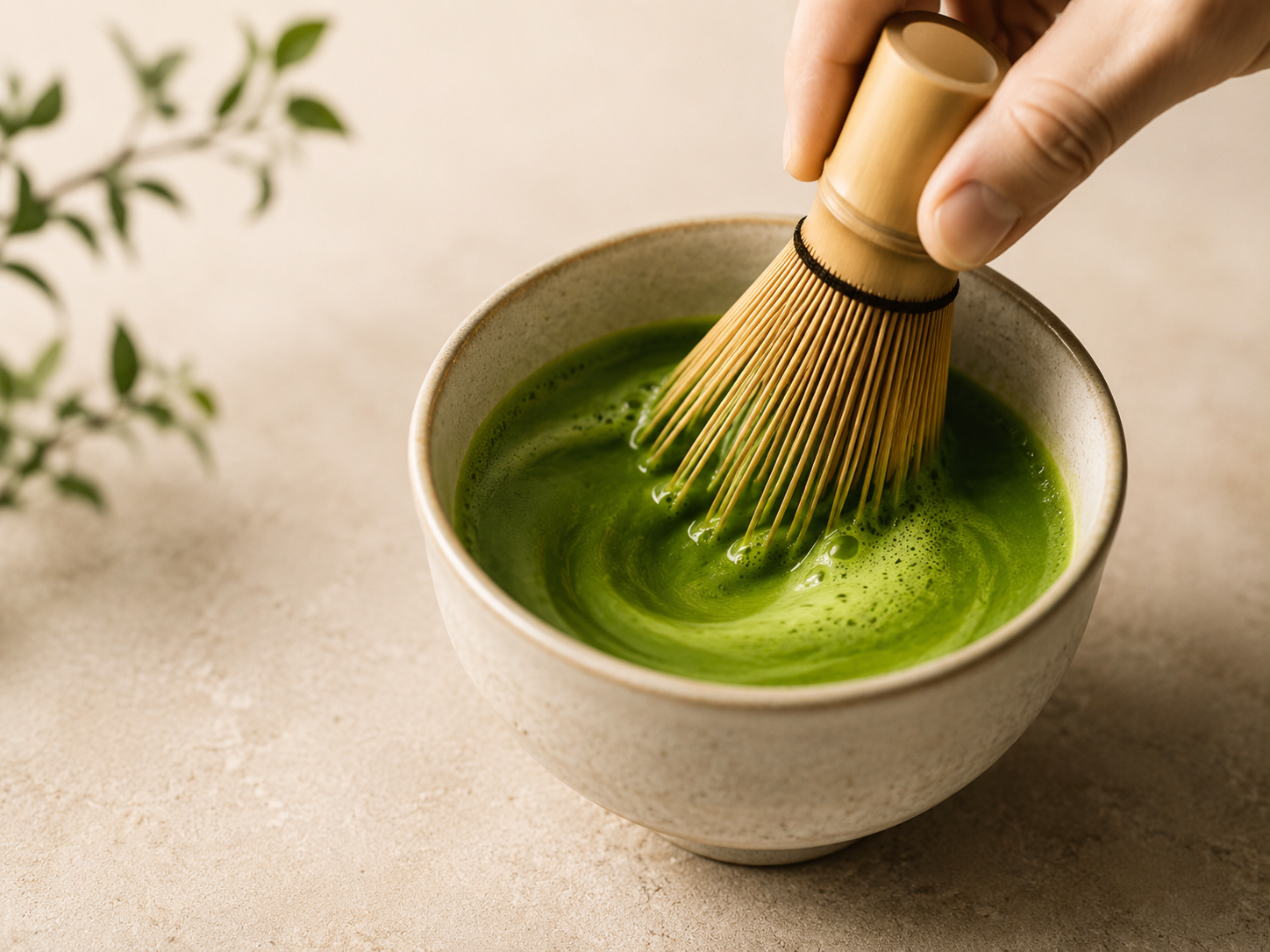 Whisking matcha base