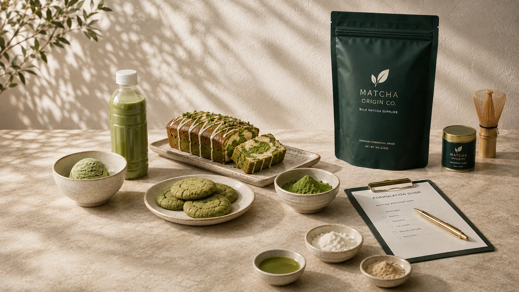 Commercial matcha product applications including beverages, bakery products, frozen desserts and formulation planning
