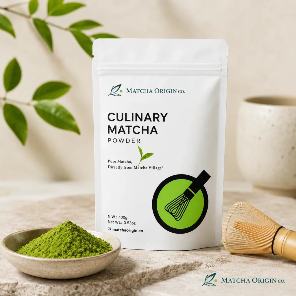 Everyday culinary matcha powder with green matcha powder for baking and drink applications
