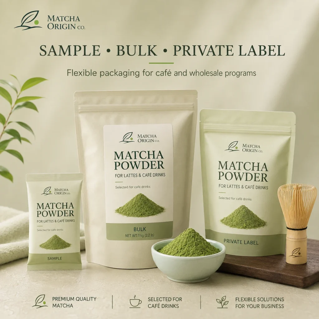 Private label support for Matcha Powder for Lattes & Café Drinks