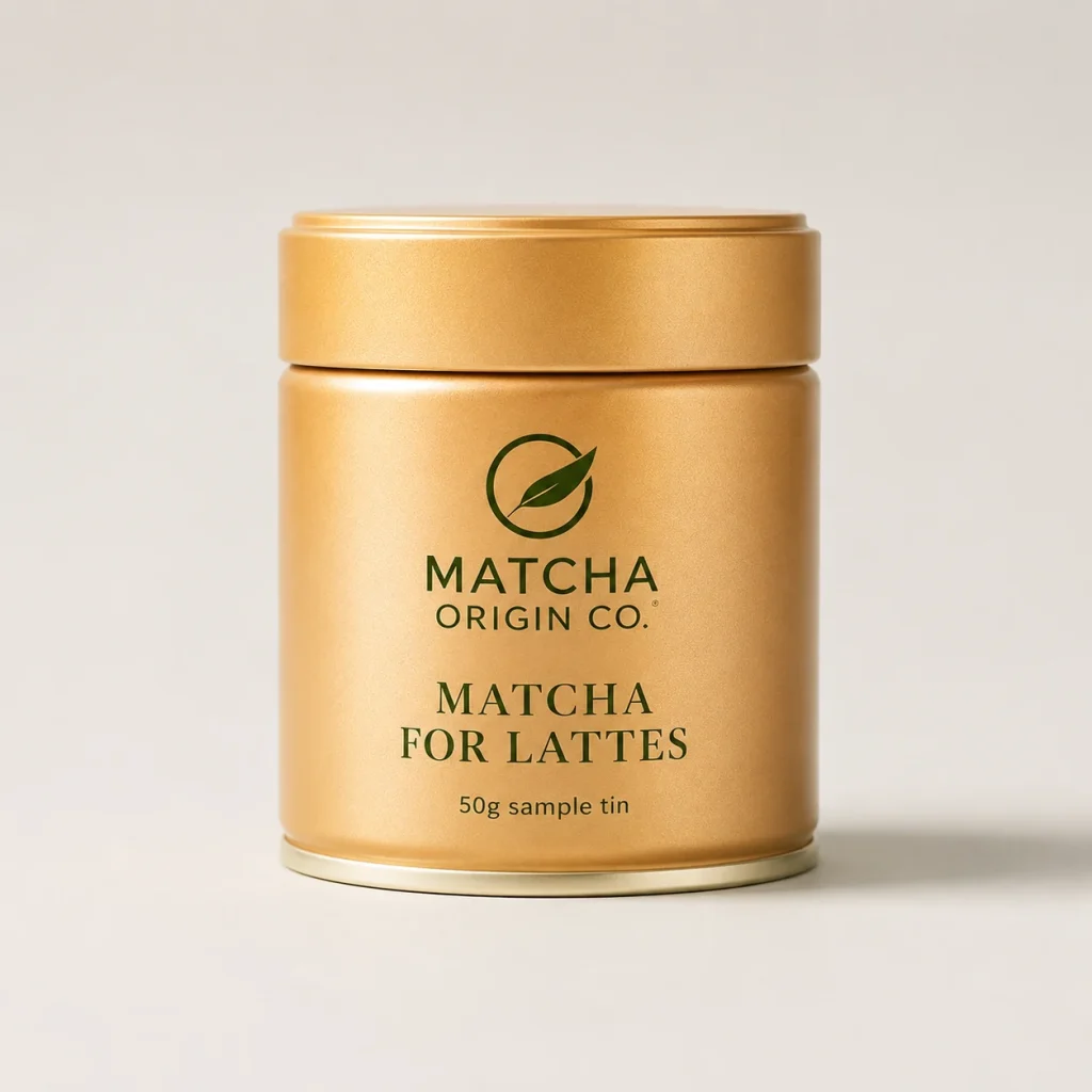 Matcha for lattes sample tin for cafés and beverage brands