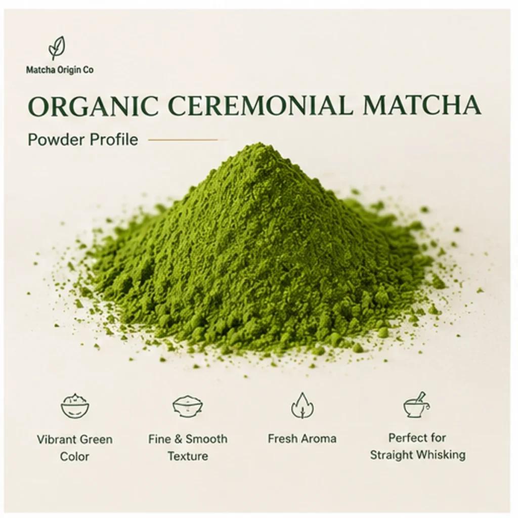 Whisked Color for Organic Ceremonial Matcha Powder