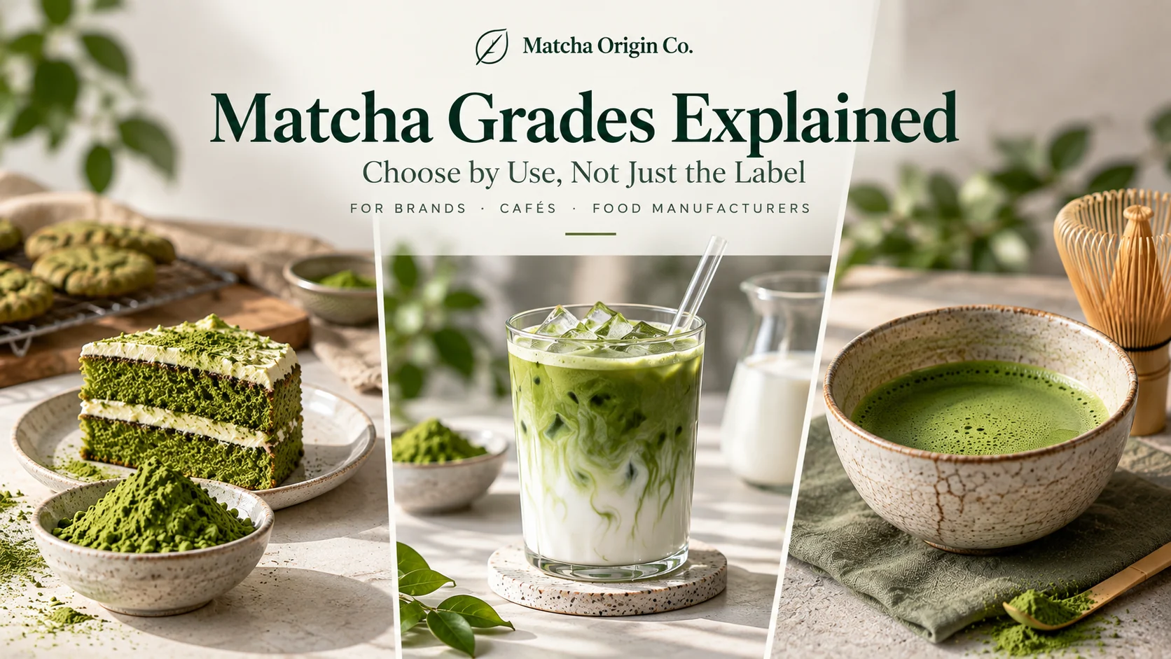 Matcha grades explained through culinary, latte and ceremonial matcha applications