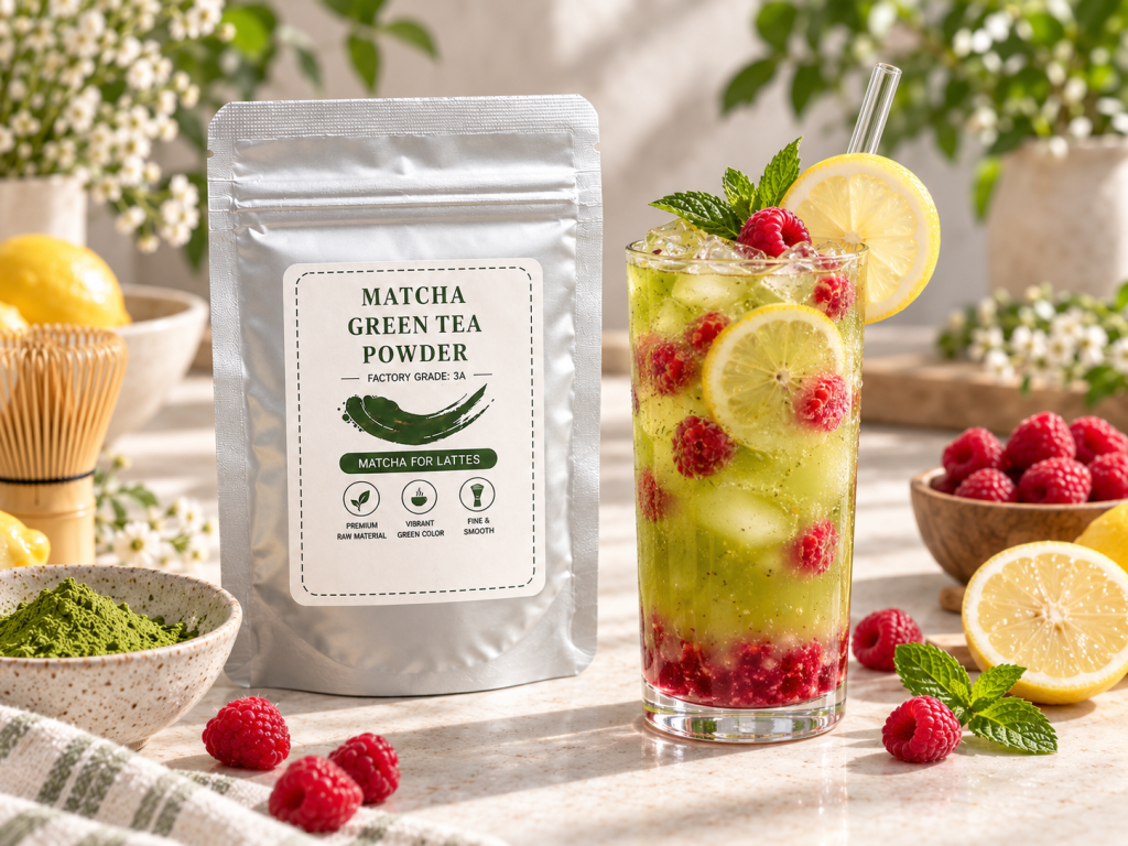 Raspberry matcha lemonade with layered raspberry lemonade and matcha